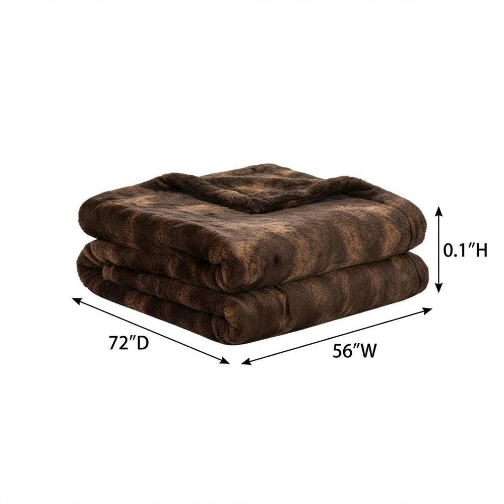Bailey 56"x72" Faux-Fur Throw - Dark Brown