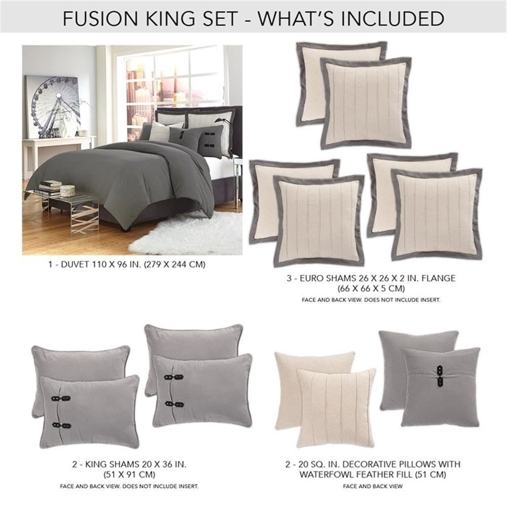 Fusion 8-Piece King Duvet Set - Gray