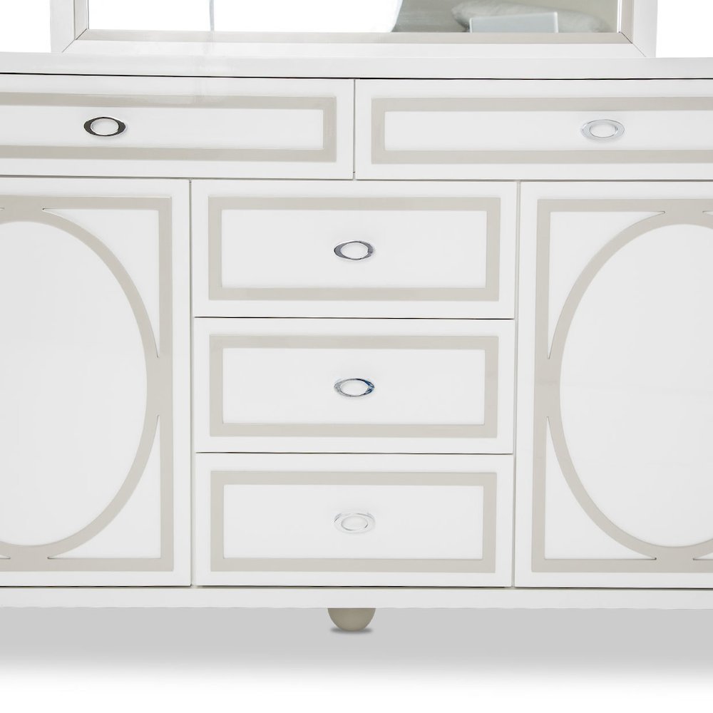 Sky Tower Dresser with Mirror - Cloud White