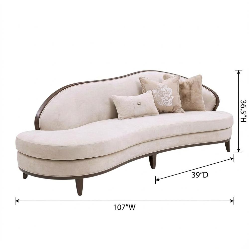 Camellia Field Asymmetrical Velvet Sofa - Porcini/Warm Pecan