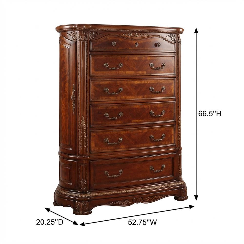 Cortina 6-Drawer Chest - Honey Walnut