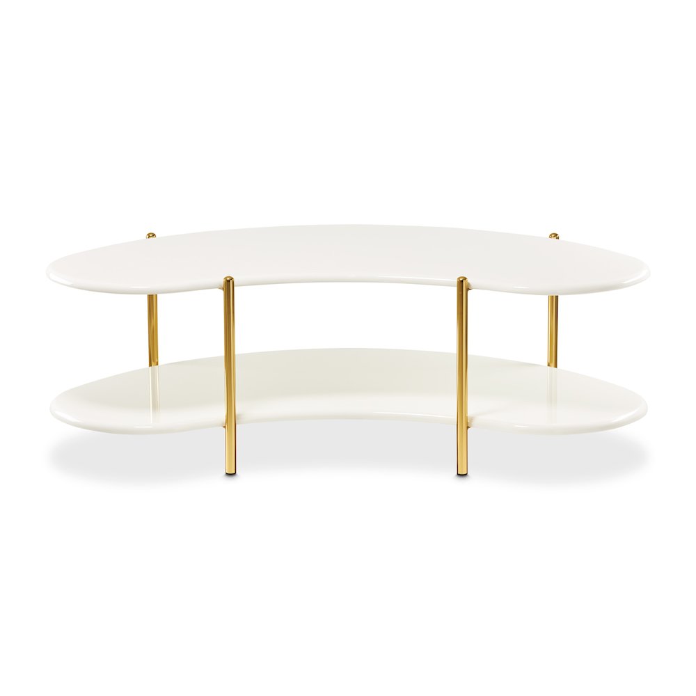 Sassani Cocktail Table - Pearl White/Gold