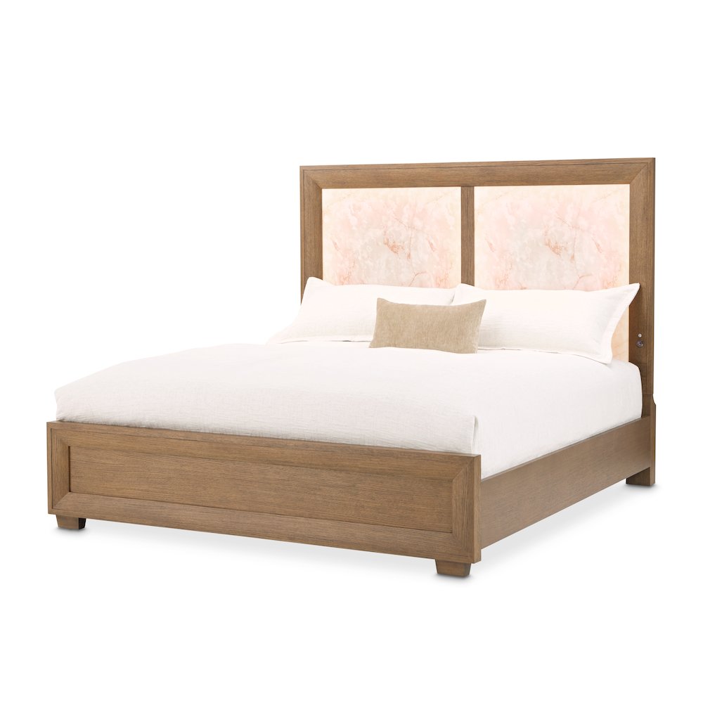 Portrait Queen Panel Bed with LED Lights - Sienna Brown