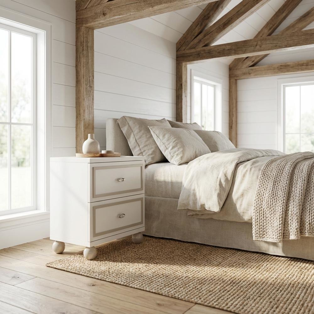 Cloud White Nightstand with Sleek Design and Durable Finish