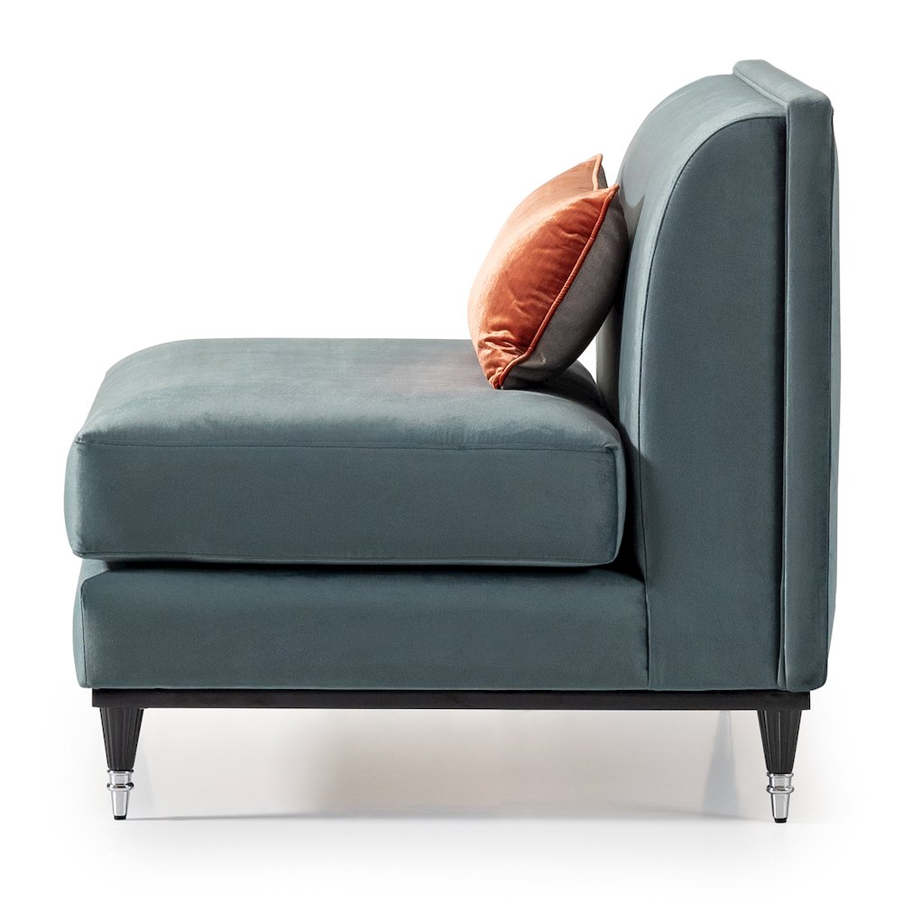 La Francaise Armless Accent Chair - Azure/Black