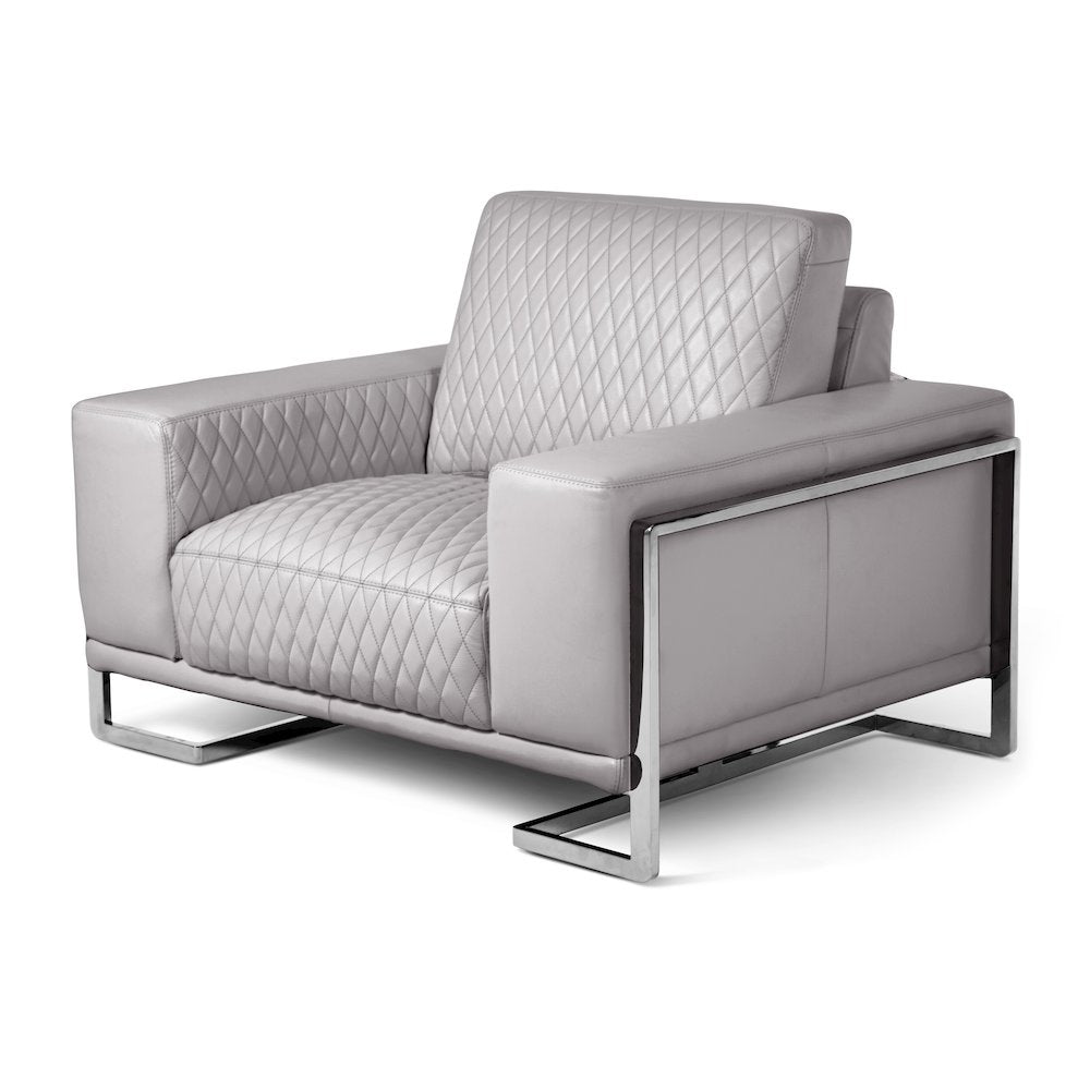 Mia Bella Gianna Chair and a Half - Light Gray - Stainless Steel
