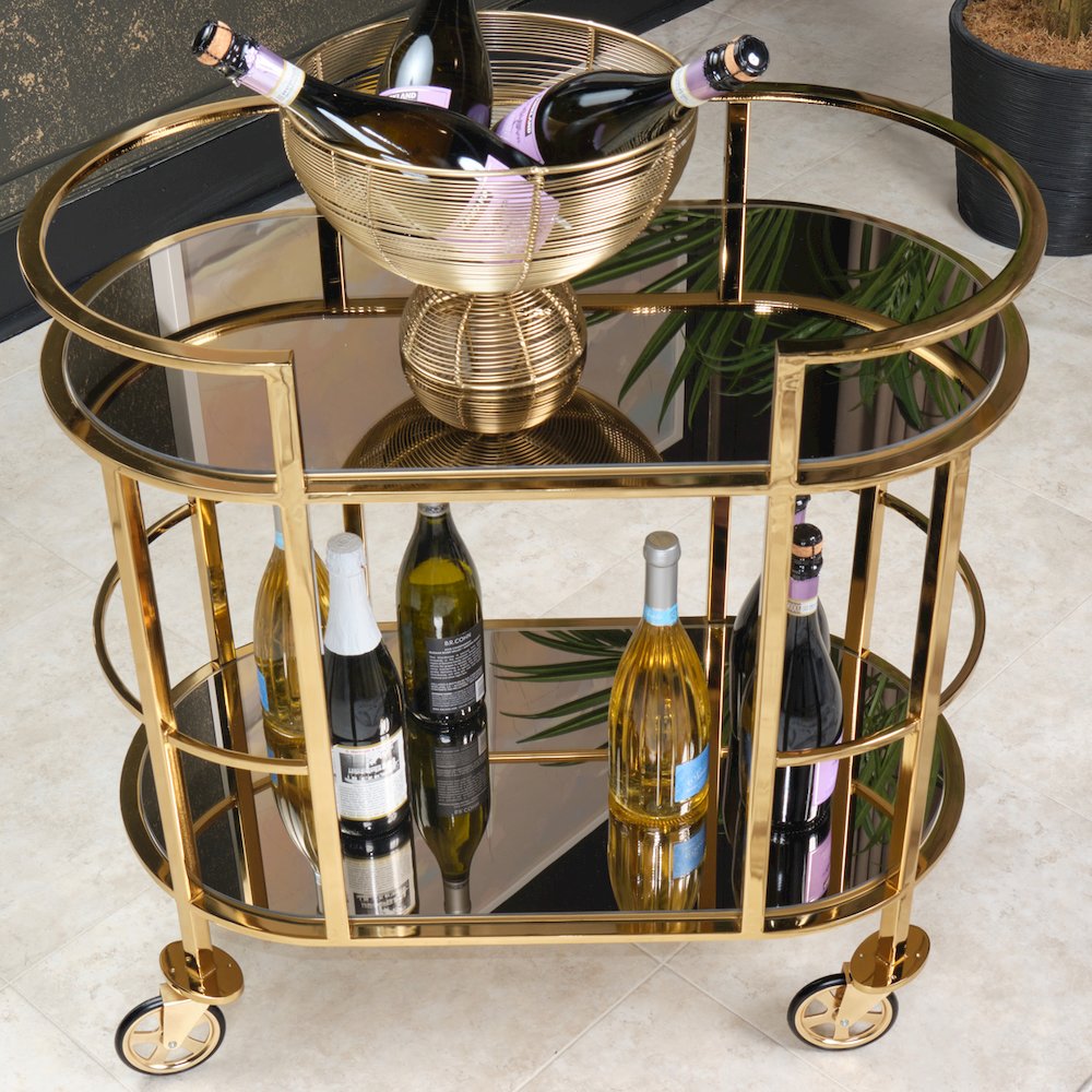 Savannah Breeze Bar Cart - Bright Gold