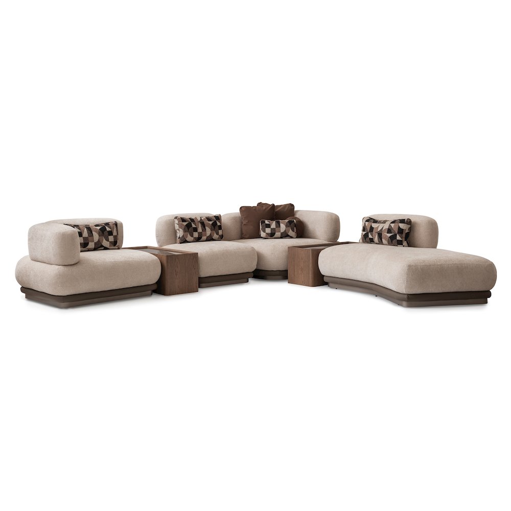 Bristol Point 5-Piece Modular Sectional - Fawn/Saddle Brown