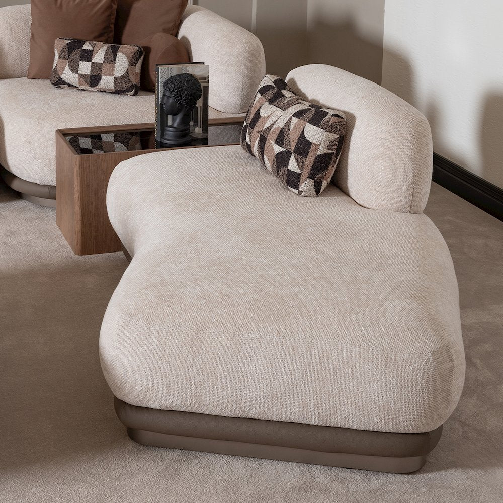 Bristol Point Armless Chaise - Fawn/Saddle Brown