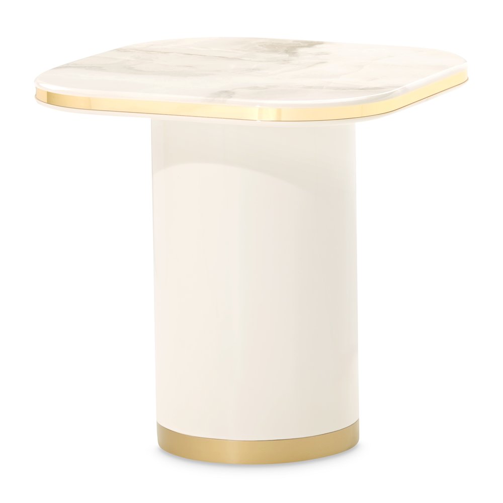 Gineverra End Table - Ivory Gold