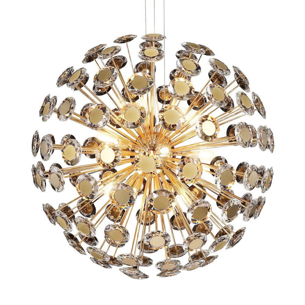 Pendant 18 Light-Round Crystal Chandelier - Gold