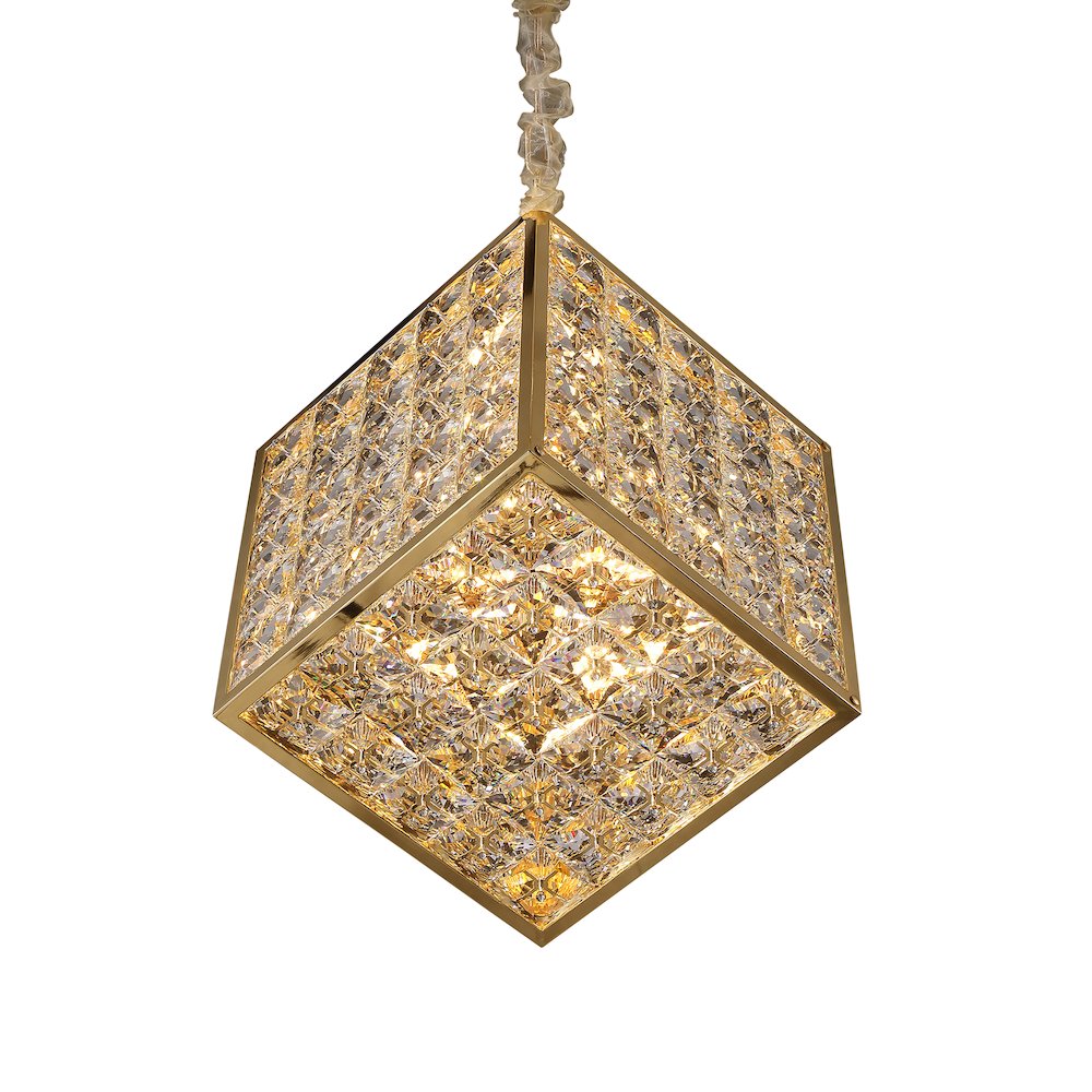 Cubes Modern Crystal Chandelier - Gold