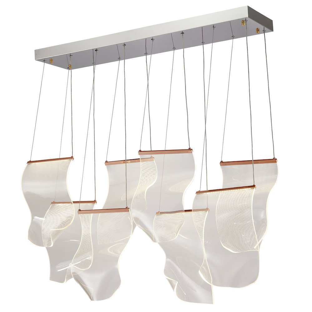 Sheer Waves 8-Light Modern LED Chandelier - Rose Gold