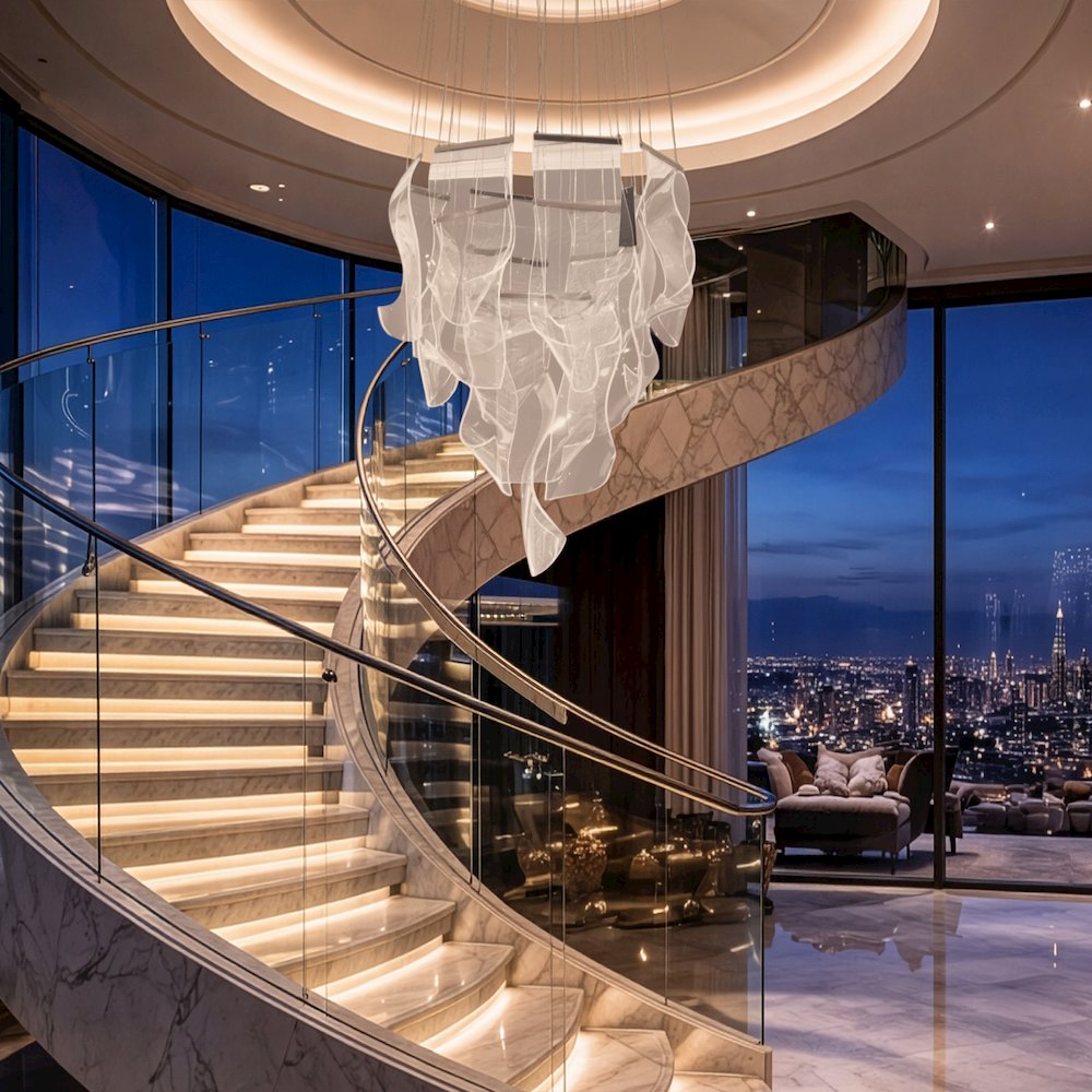 Sheer Waves 18-Light Modern LED Chandelier - Chrome