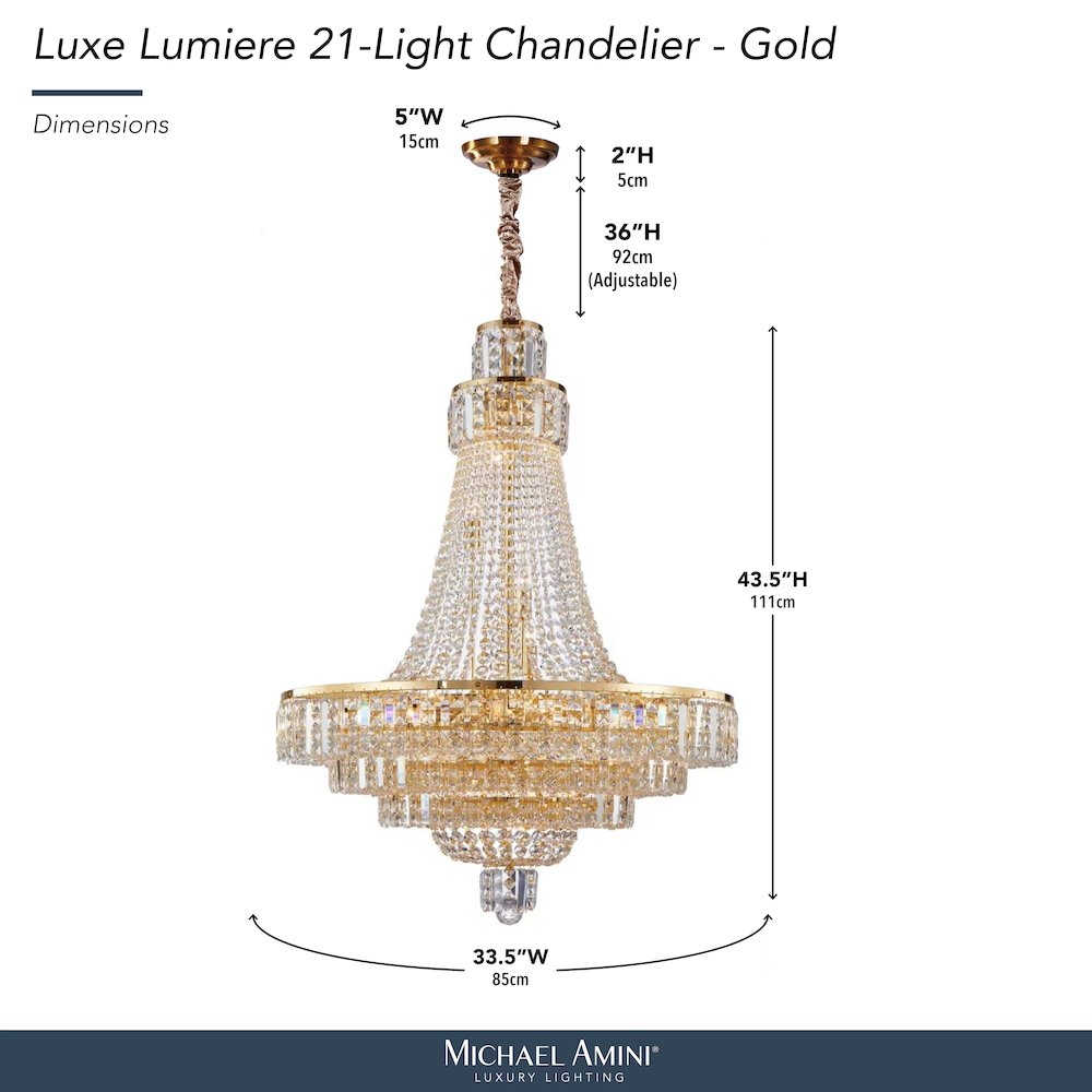 Luxe Lumiere 21-Light Crystal Chandelier - Gold
