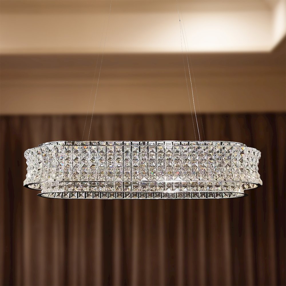 Galaxy Oval LED Crystal Chandelier - Chrome