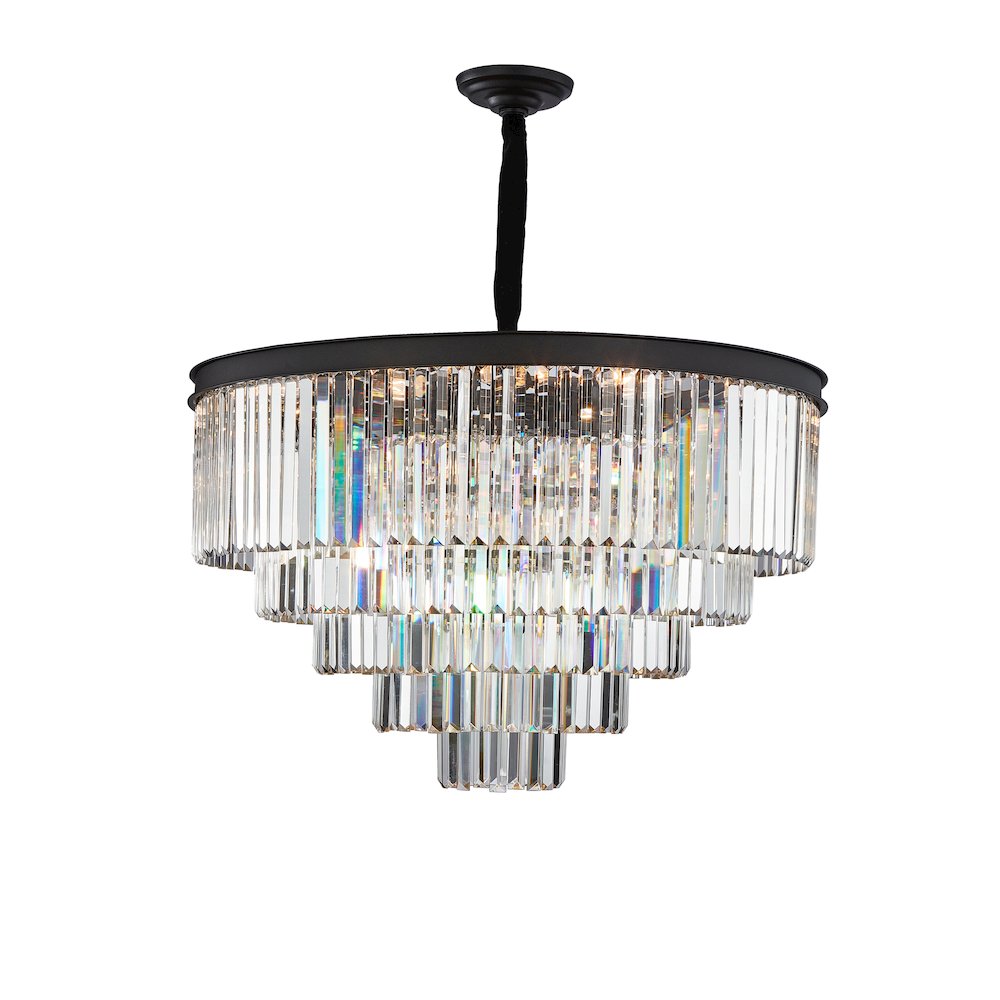 Allure 21-Light Round Crystal Chandelier - Matte Black
