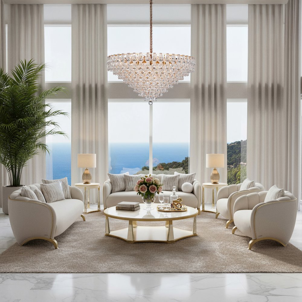 Gala 28-Light Round LED Chandelier - Gold