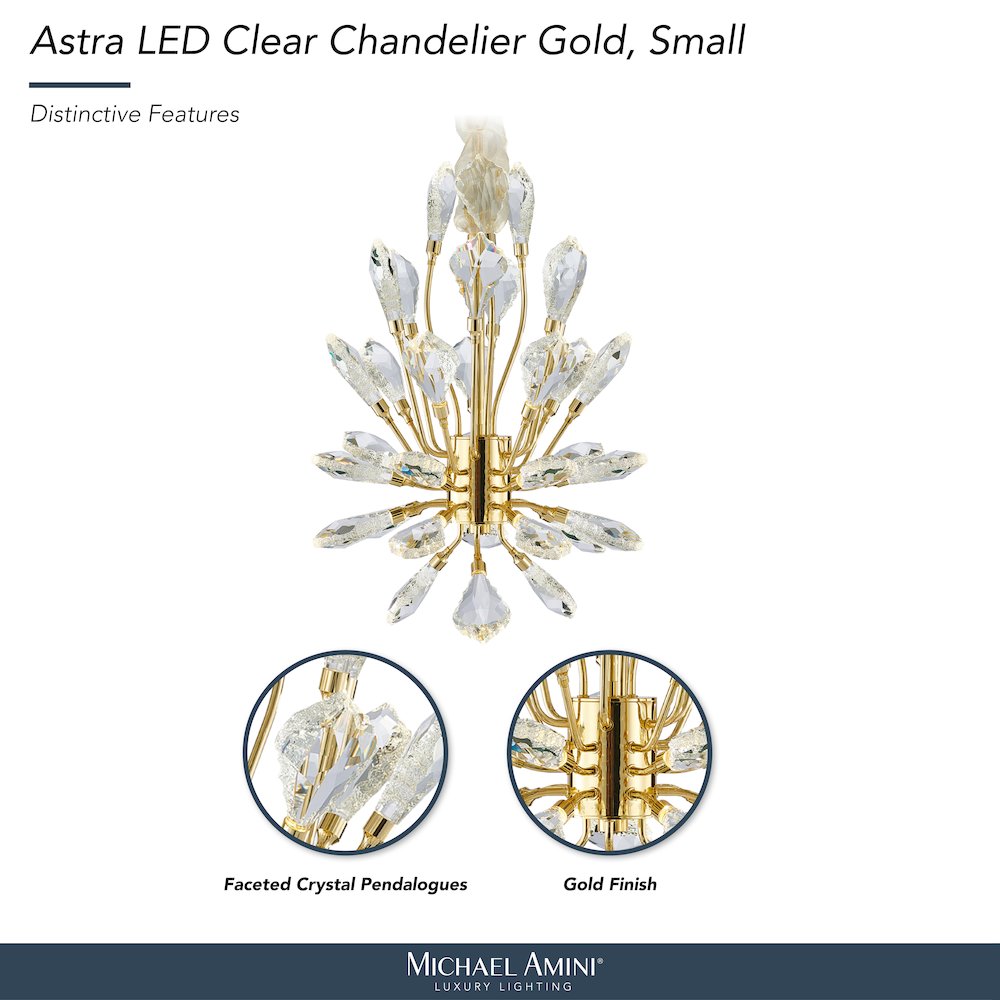 Astra 18" Crystal LED Chandelier - Gold