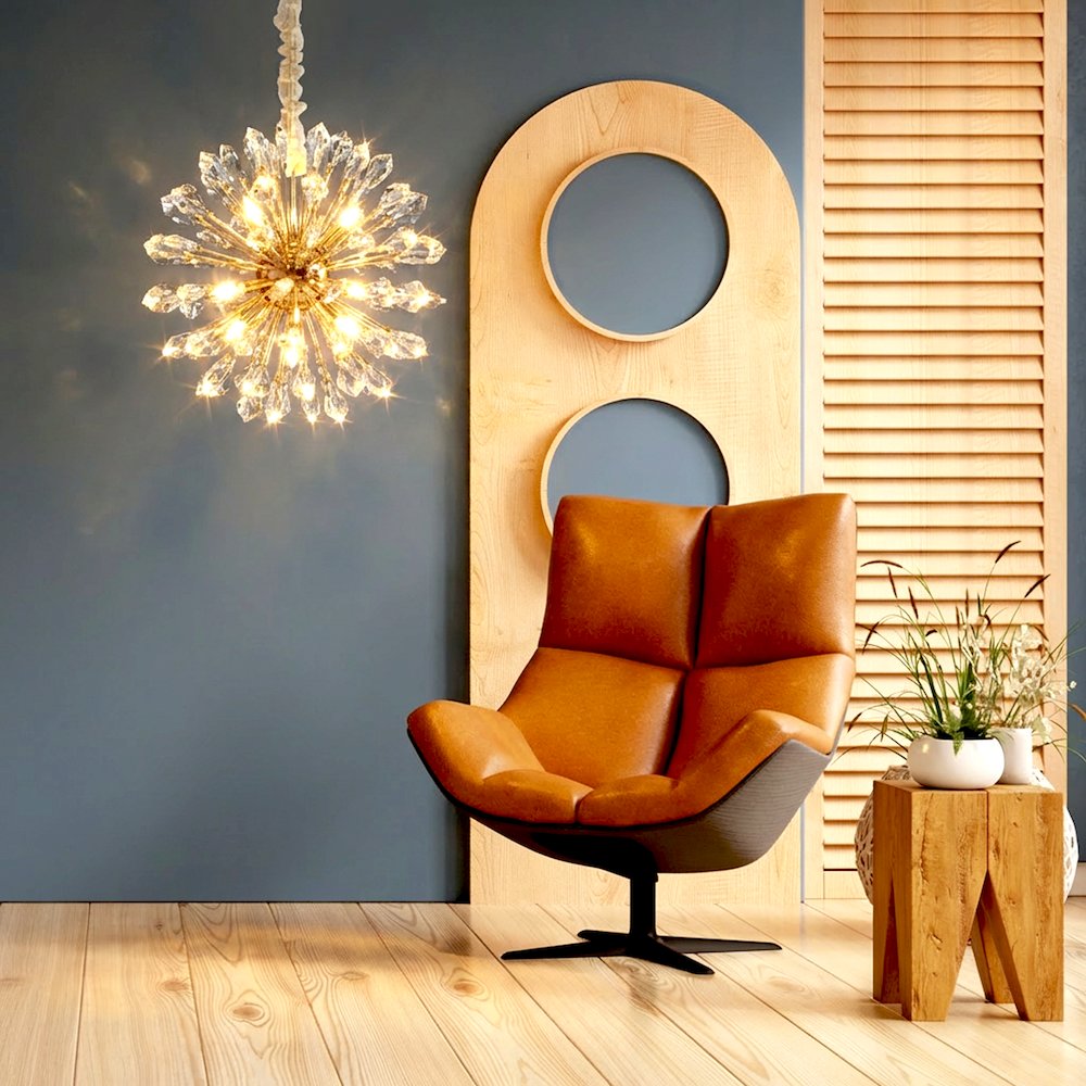 Solara 24" Round Crystal LED Chandelier - Gold
