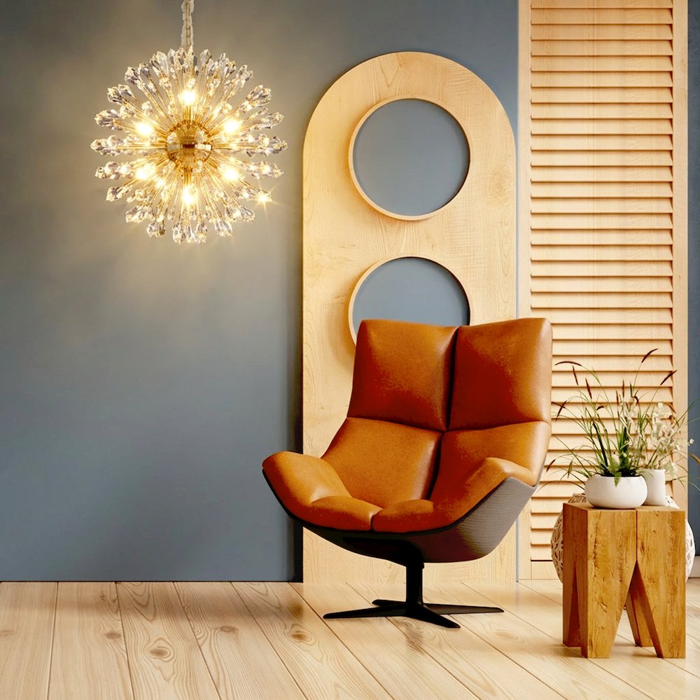 Solara 32" Round Crystal LED Chandelier - Gold