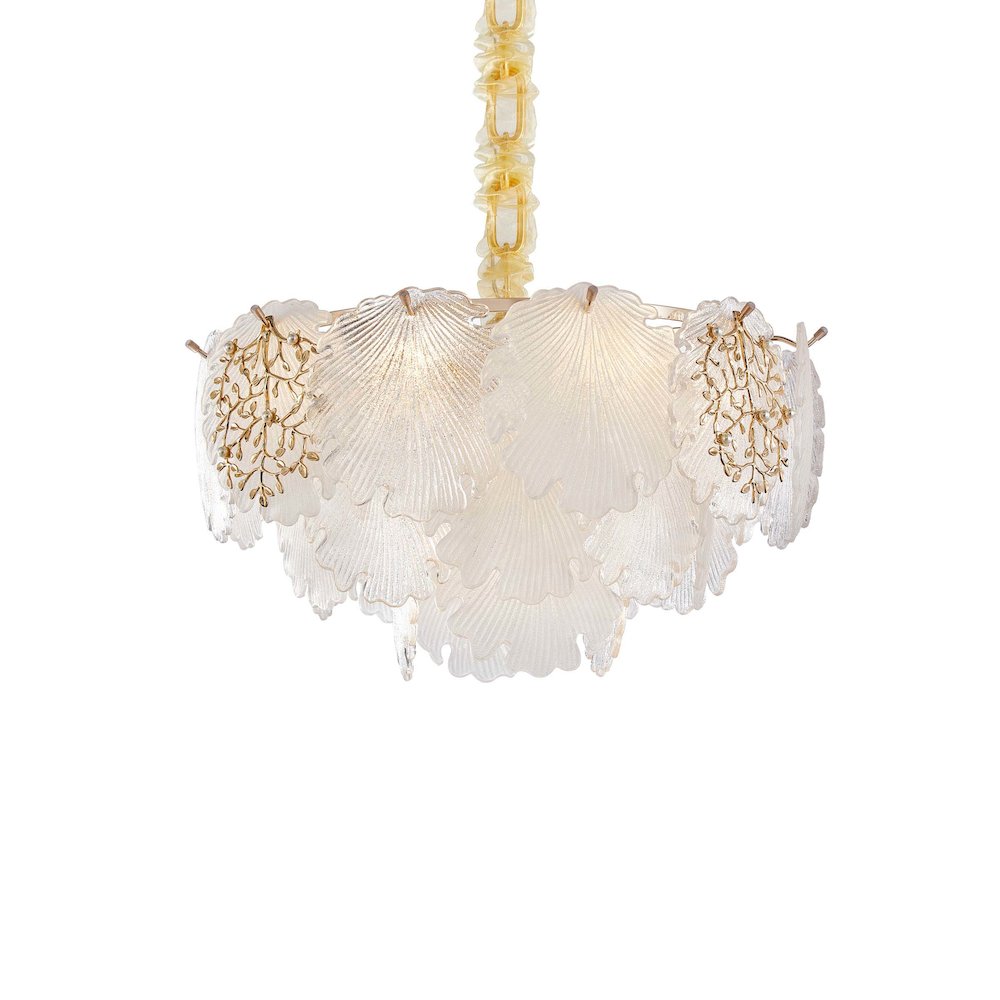 Almara 7-Light Frosted Glass Chandelier - Frost/Gold