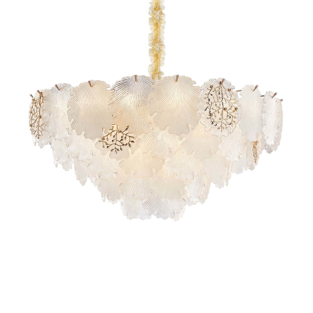 Almara 18-Light Frosted Glass Chandelier - Frost/Gold
