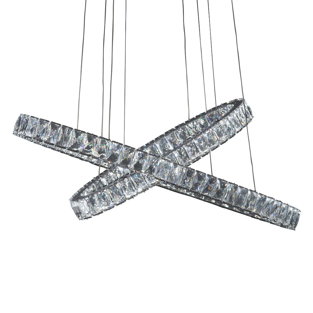 Crossover Modern Crystal LED Chandelier - Chrome