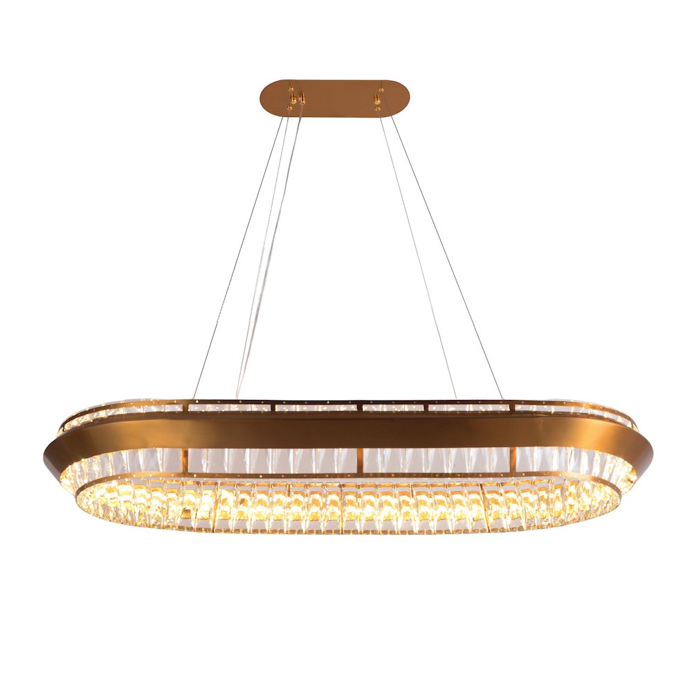 Base Camp Oval Crystal LED Chandelier - Gold