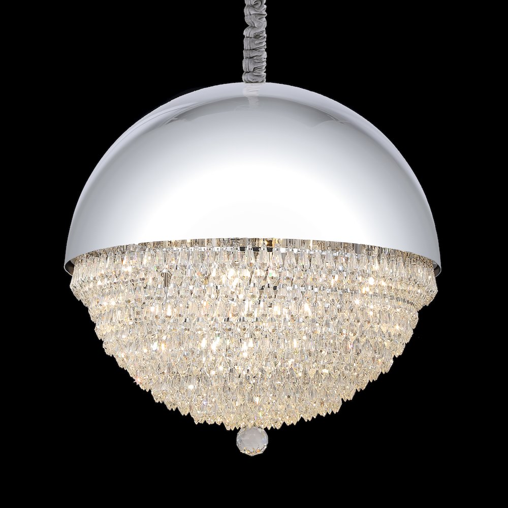 Eclipse LED Crystal and Metal Chandelier - Silver
