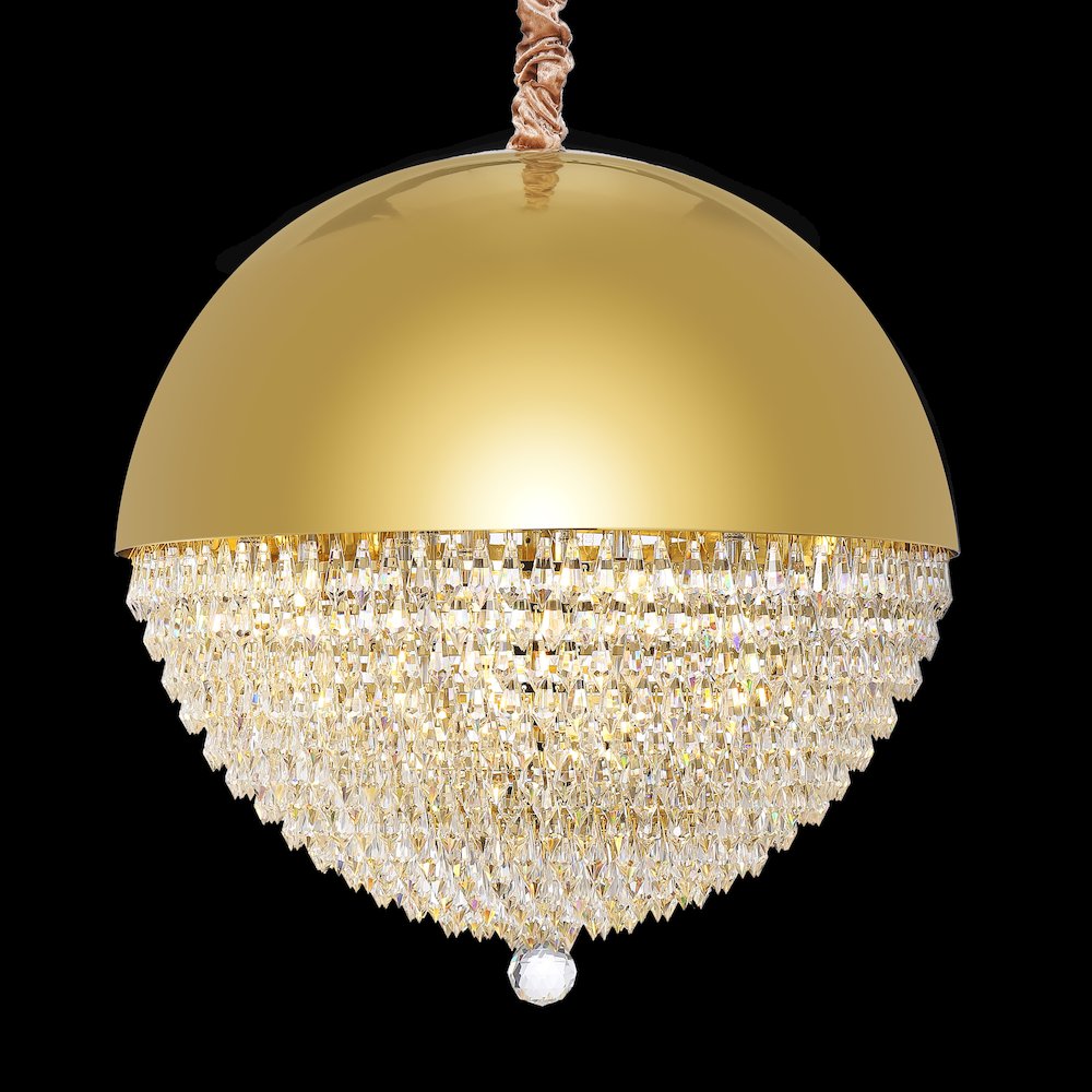 Eclipse LED Crystal and Metal Chandelier - Gold