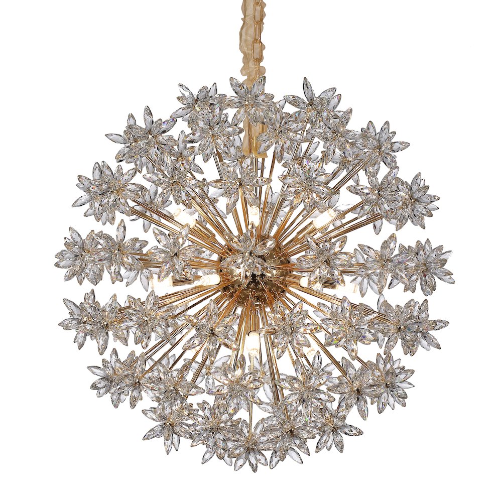 Bouquet 18-Light Round Crystal Chandelier - Gold
