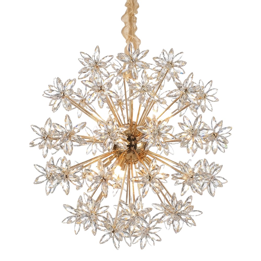 Bouquet 10-Light Round Crystal Chandelier - Gold