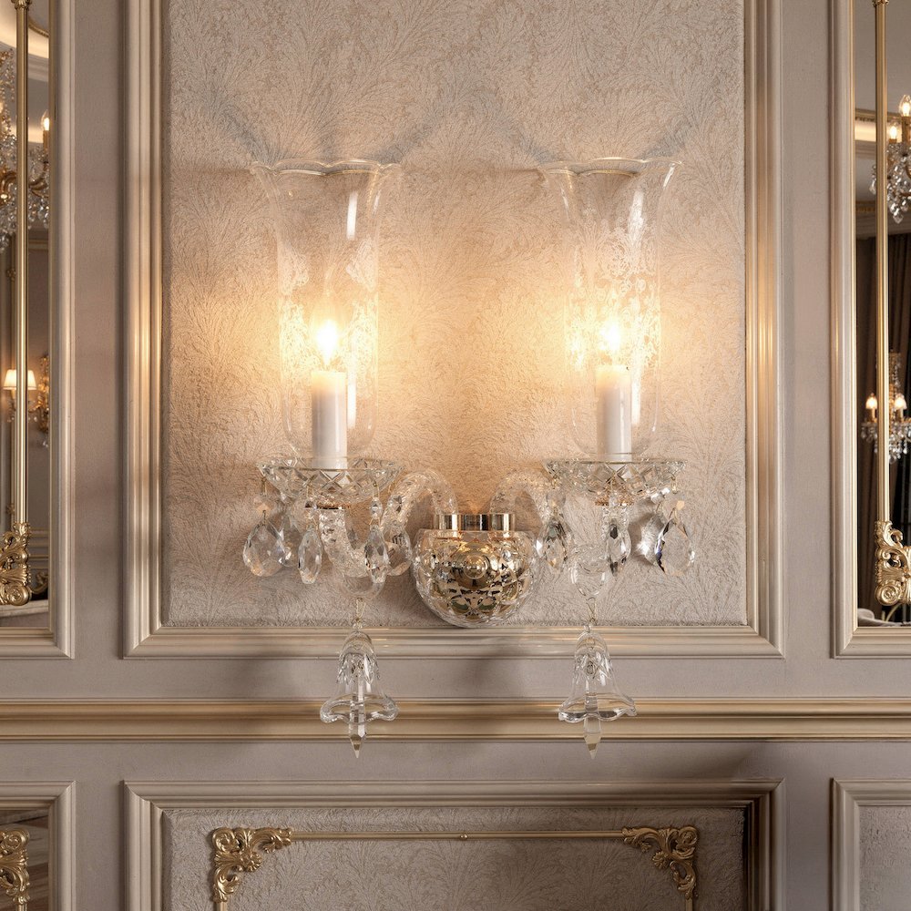 Winter Palace 2-Light Traditional Crystal Wall Sconce - Gold