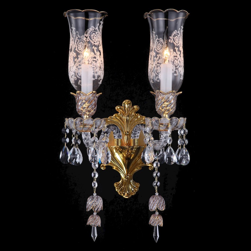 Garnier 2-Light Traditional Crystal Wall Sconce - Gold