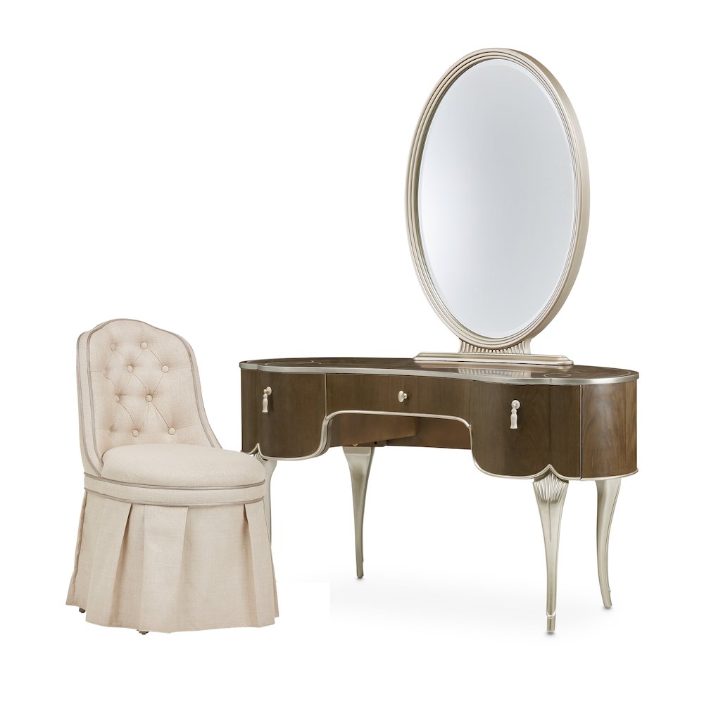 Villa Cherie Vanity Set with Mirror & Chair - Hazelnut