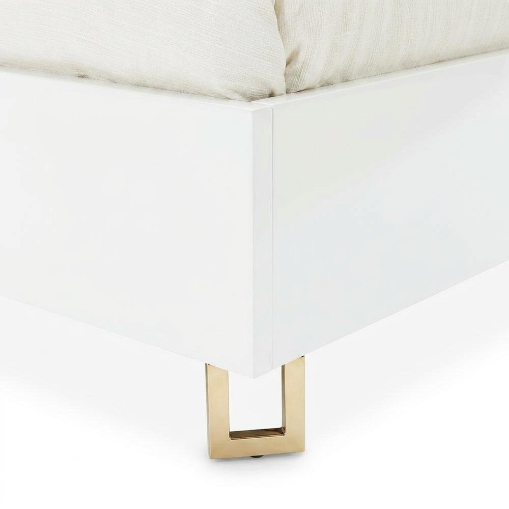 Upholstered Eastern King Bed in Cream with Polyester Fabric and Woven Finish