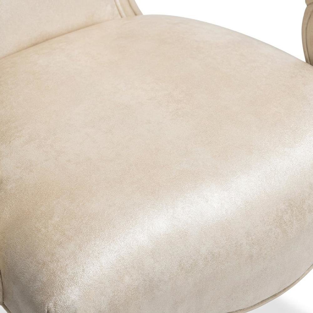 Champagne Velvet Dining Arm Chairs Set of 2 with Rubberwood Frame