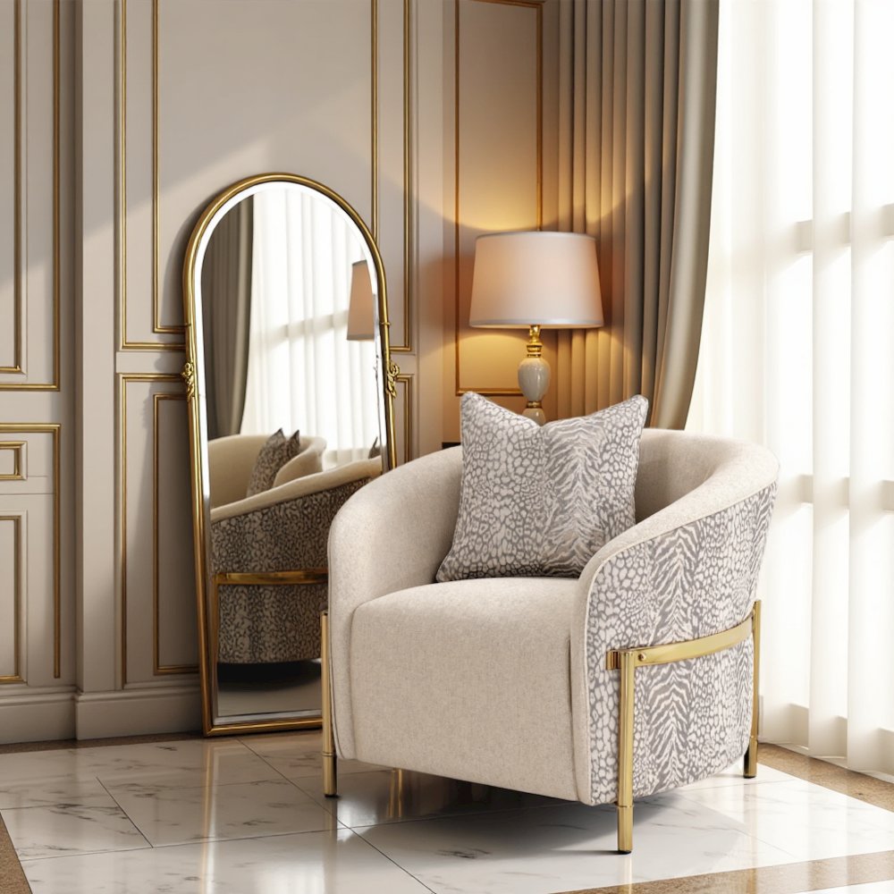 Gold Accent Chair, Comfy Reading Chair and Living Room Chair for Adults