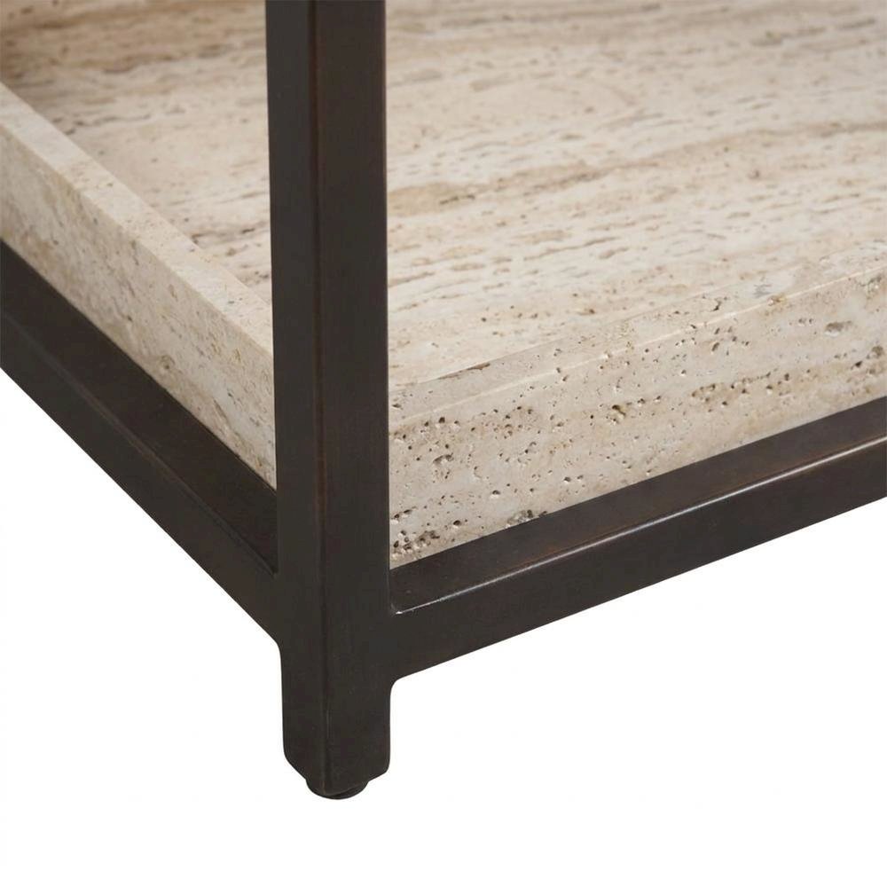 Modern Stone Nightstand with Drawer, Touch Latch, and Built-In Outlets