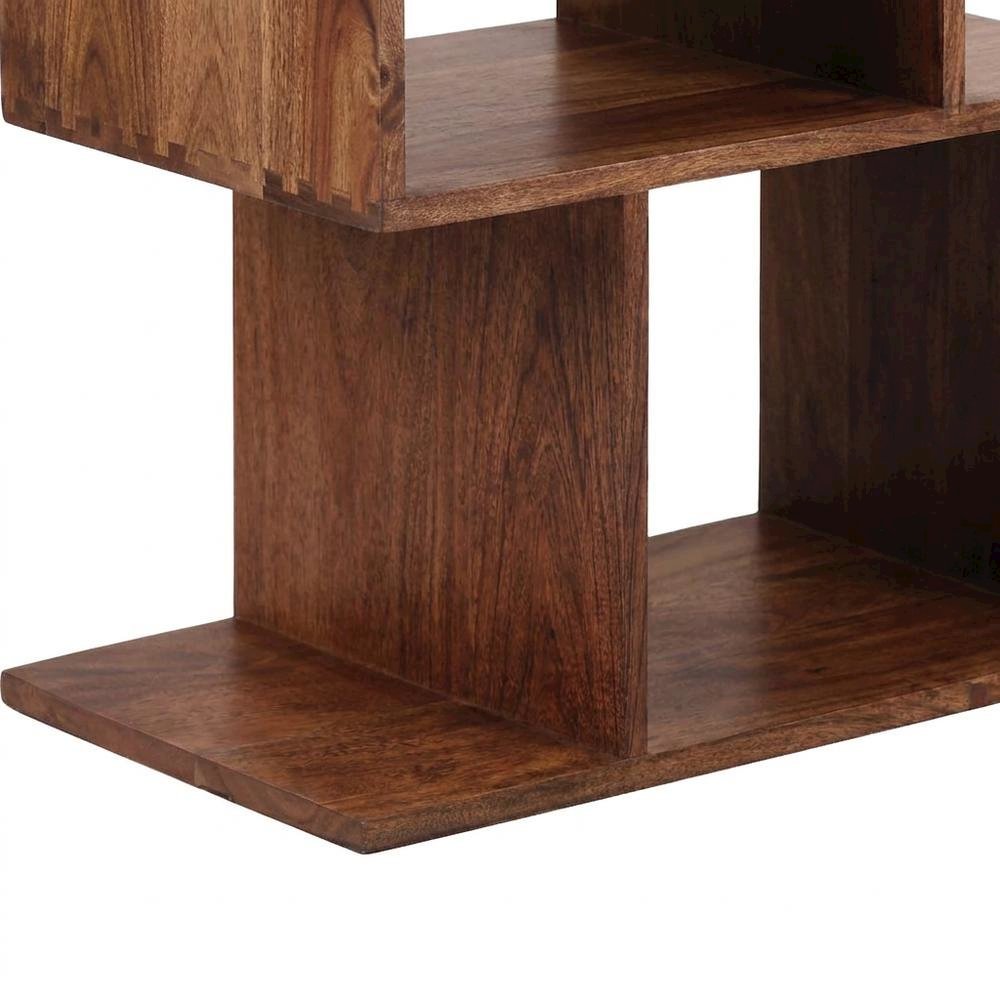 Solid Acacia Wood Bookcase with Open Shelving for Living Room Storage