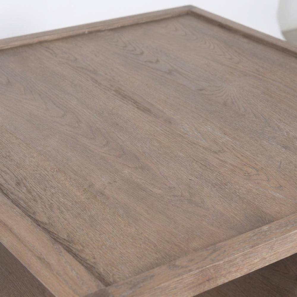 Solid Oak Wood Coffee Table with Modern Farmhouse Style for Living Room