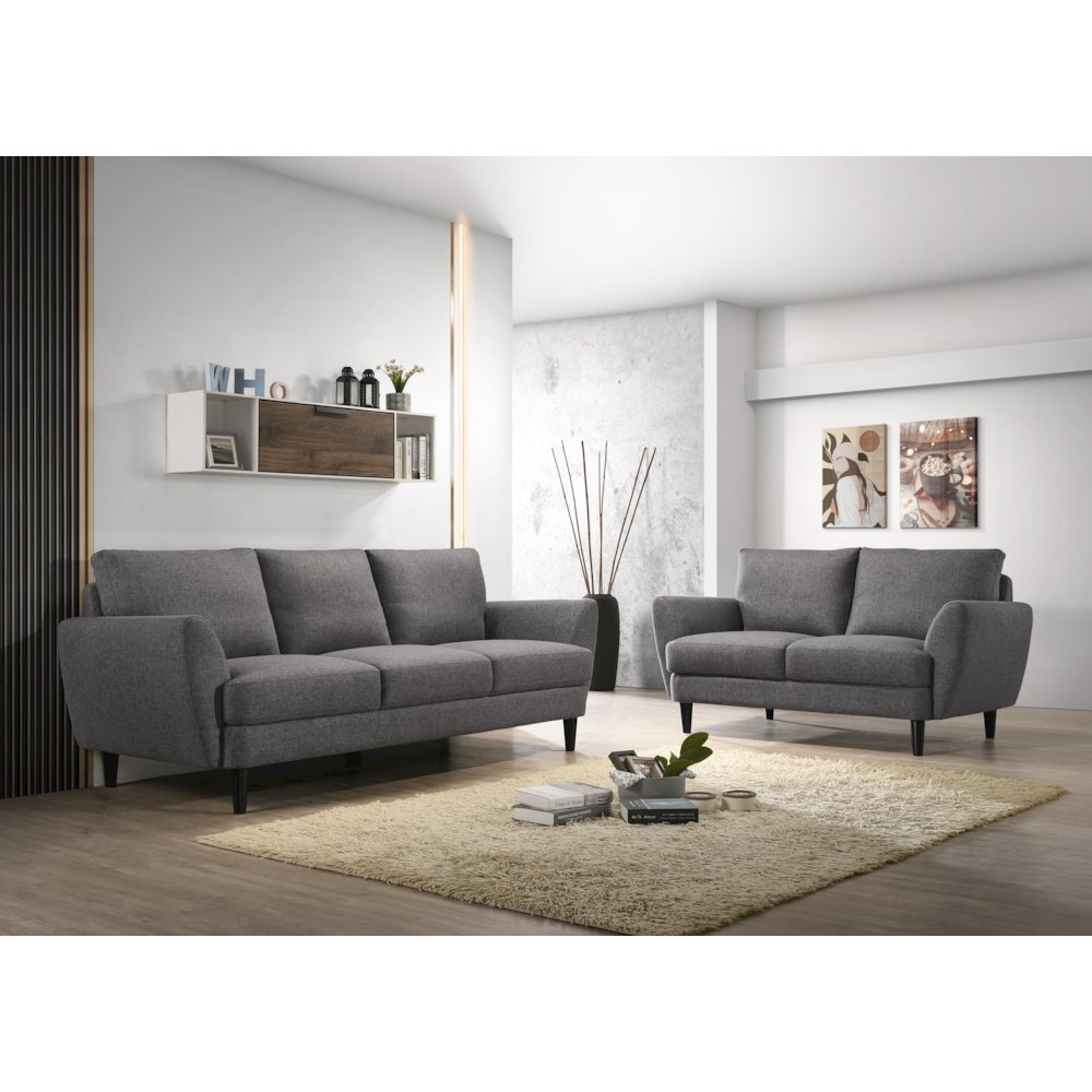 Burnside Contemporary Upholstered Sofa, Gray