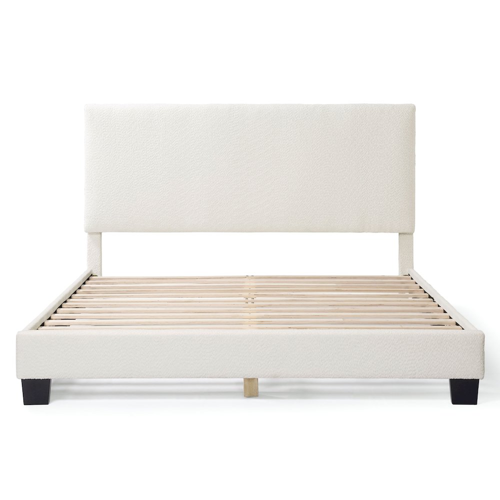 Furniture of America Lila Boucle Fabric Mattress Ready Queen Bed in White