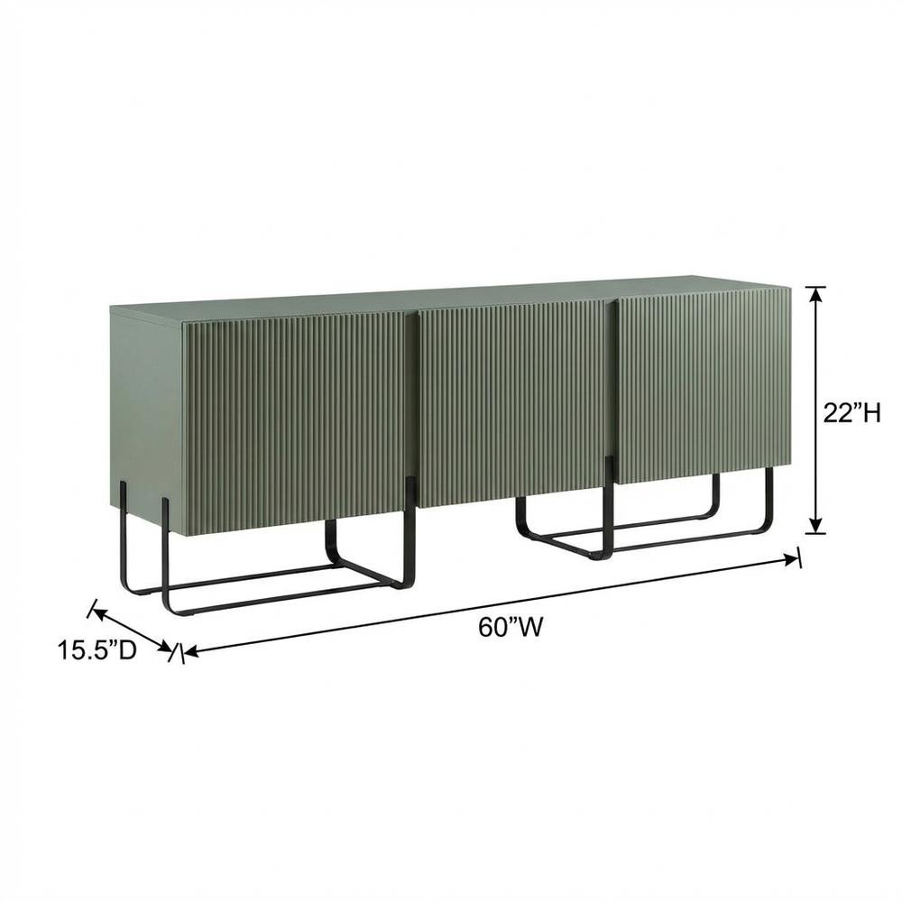 Modern wood TV stand with 3 cabinets for living rooms