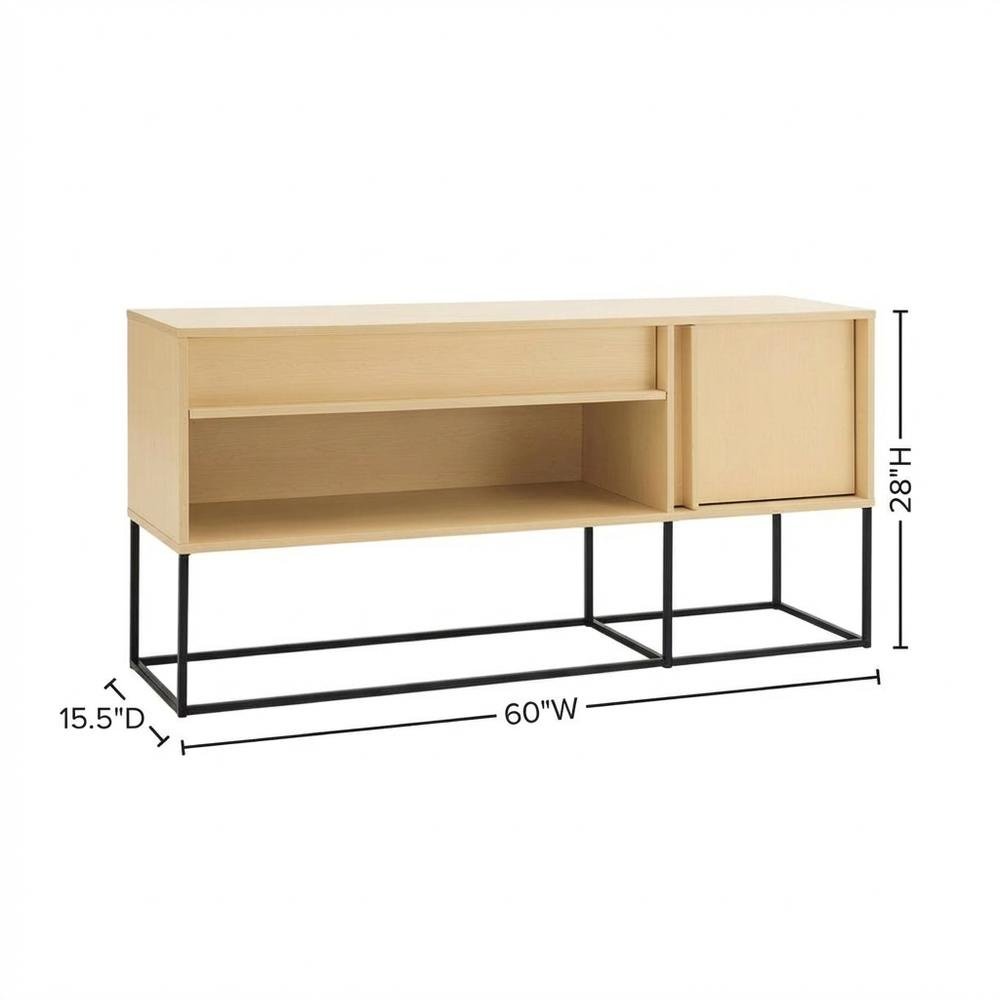Orange TV Stand with LED Lights and Engineered Wood Construction