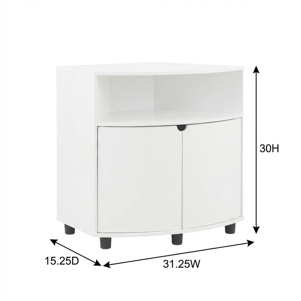 White Corner Storage Cabinet With Led Lighting For Versatile Organization