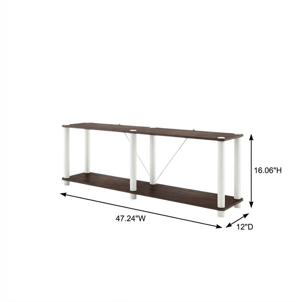 Wood 2-Tier Bookcase with Open Shelves for Living Room and Office