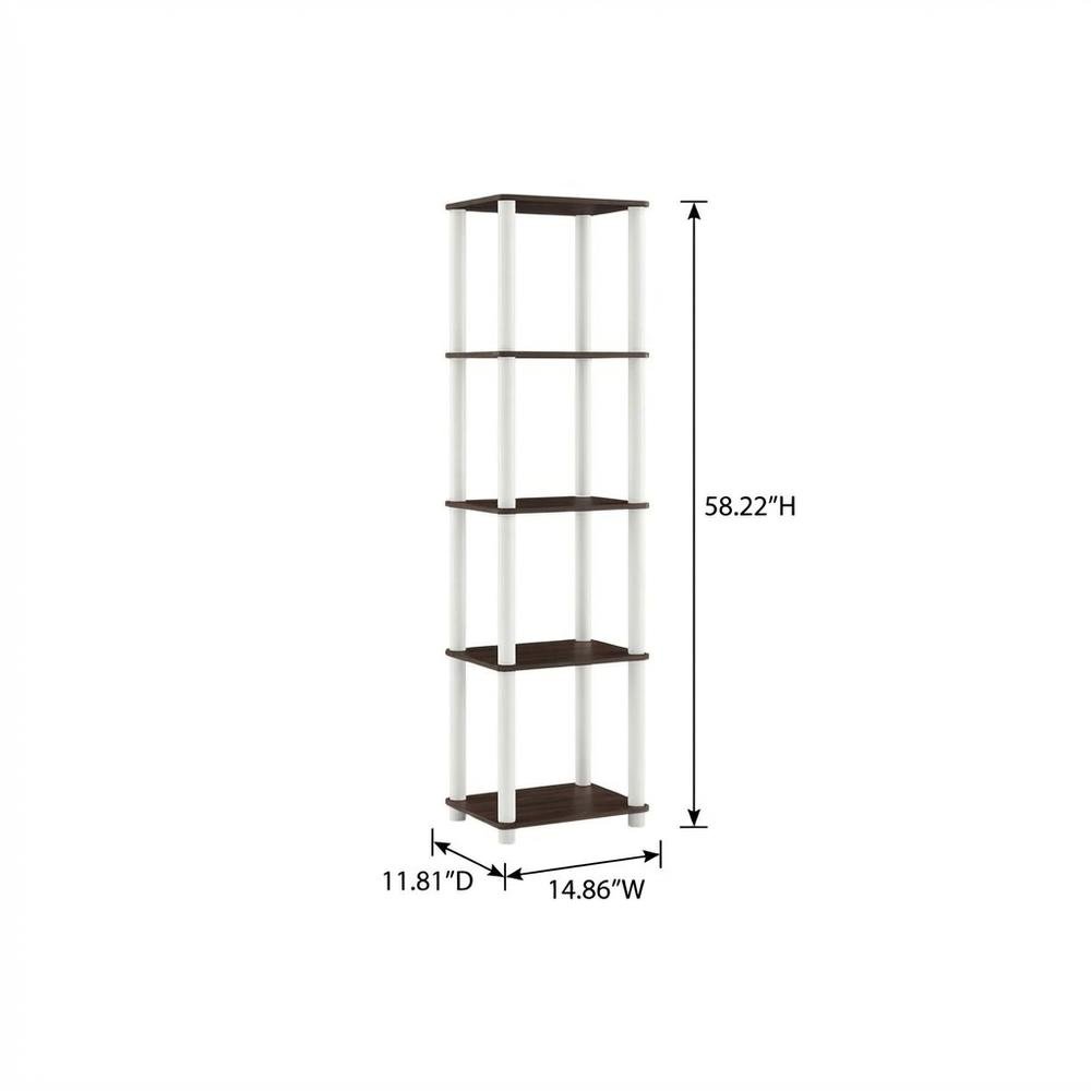 Wooden 5-Tier Bookshelf with Open Design for Living Room and Office Storage