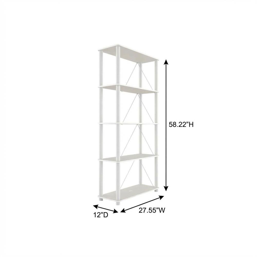 Wooden 5-Tier Bookcase with Open Shelves for Living Room and Office